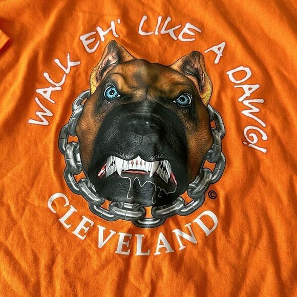 Cleveland Browns 100% Walk em' Like a Dawg Tee Shirt Orange 2XL NWT - Picture 3 of 4